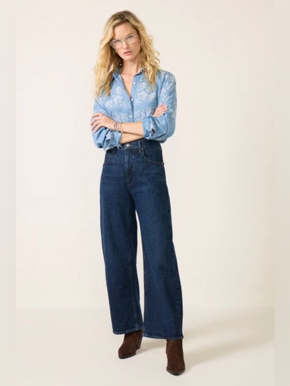 Paige 30 NWT Arellia Barrel Leg Jeans in Visage Dark Wash